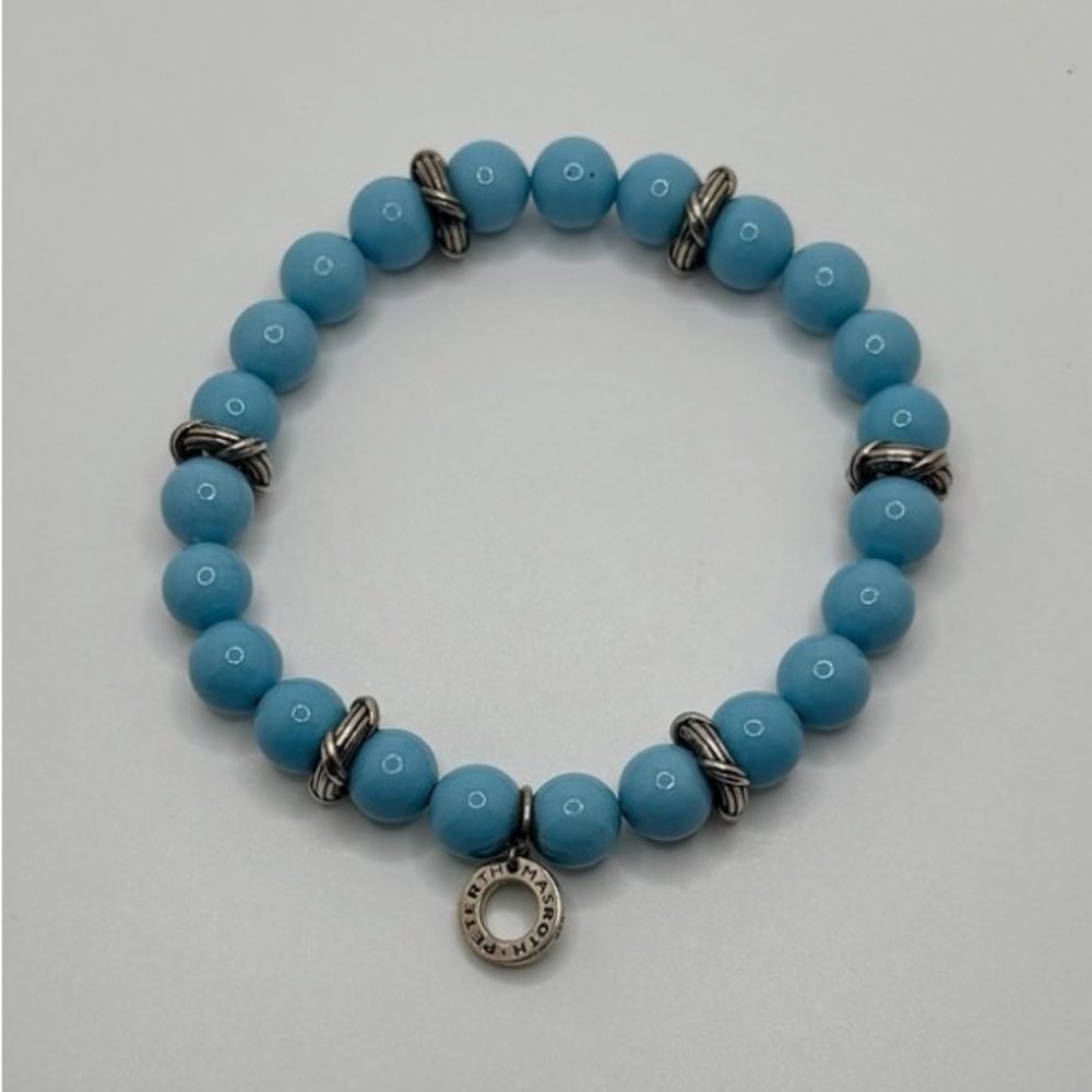 Peter Thomas Roth Designer Blue Bead Sterling Silver Stretchy Bracelet retired - Picture 2 of 7